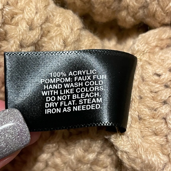 Camel-colored Knit Beanie with Pom and Brim, NWT! Only one left! - Picture 5 of 5